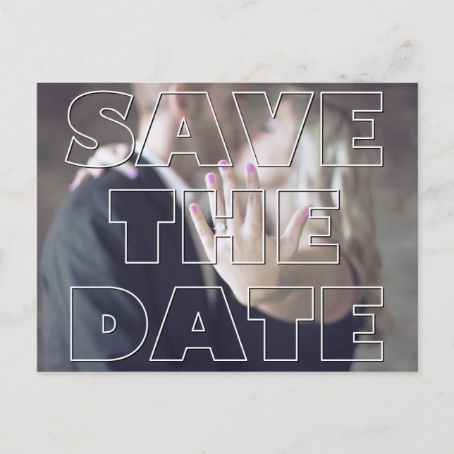Bold Font Photo Save the Date! Announcement Postcard (Front)