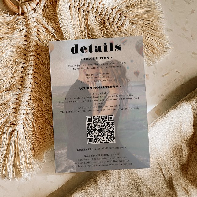 Bold font wedding details Qr code 2 photos white Enclosure Card (Bold font wedding details Qr code 2 photos white Enclosure Card)