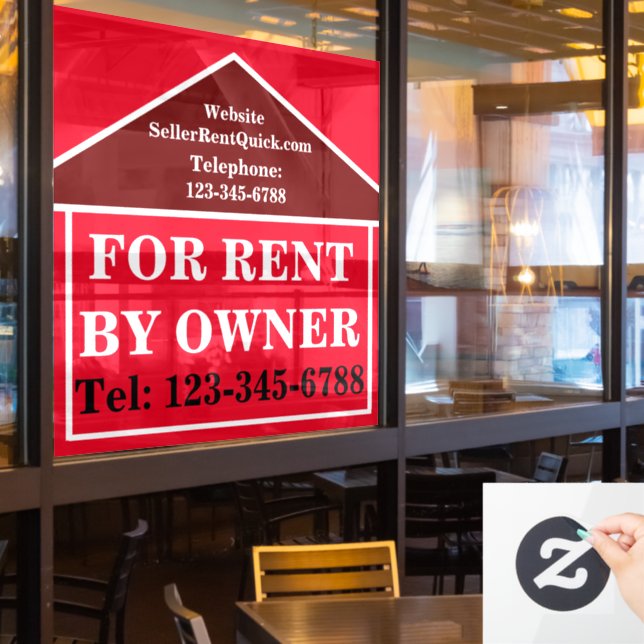 BOLD FOR RENT BY OWNER Custom Real Estate  (Restaurant Window)