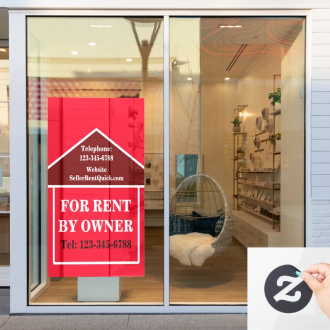  BOLD FOR RENT BY OWNER Real Estate Customised   (Store Window)