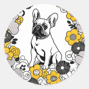 Bold French Bulldog Pop Art Portrait Classic Round Sticker