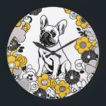 Bold French Bulldog Pop Art Portrait Large Clock<br><div class="desc">Bold French Bulldog Pop Art Portrait</div>