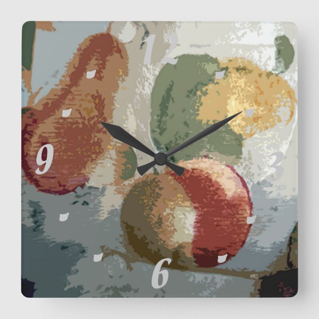 Bold Fruit Abstract #6 Square Wall Clock (Front)