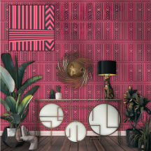 Bold Fuchsia Black Chevron Stripe Luxury