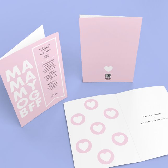 Bold Fun Editable Ticket Text Pink Mother's Day Card (Creator Uploaded)