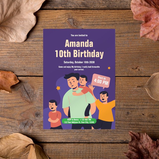 Bold & Fun Family Birthday Party Invitation (Creator Uploaded)