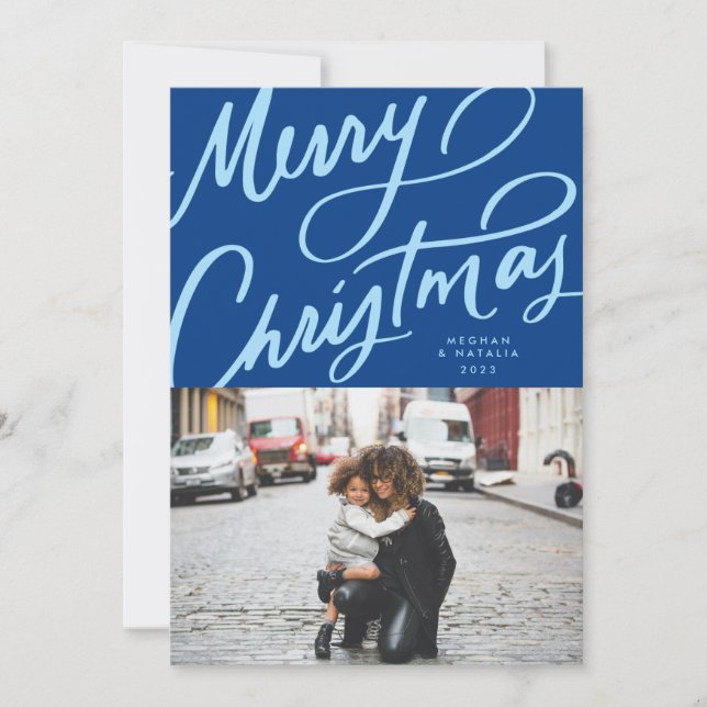 Bold Fun Hand Lettered Merry Christmas Holiday Card (Front)