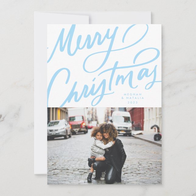 Bold Fun Hand Lettered Merry Christmas Holiday Card (Front)