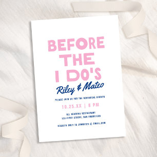 Bold Fun Modern Type Blue Wedding Rehearsal Dinner Invitation