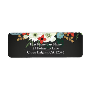 Bold Funky Colourful Floral Dark Chic Bridal Showe Return Address Label