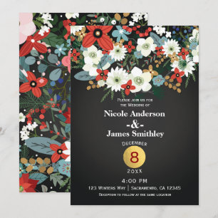 Bold Funky Colourful Floral Dark Chic Wedding Invitation