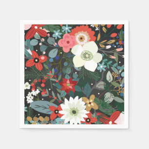 Bold Funky Colourful Floral Dark Chic Wedding Part Napkin