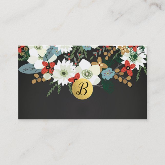 Bold Funky Dark Floral Chic Customer Loyalty Card (Front)