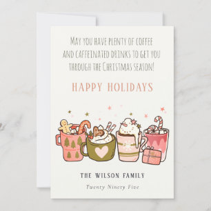 Bold Funny Coffee Caffeinated Drinks Christmas Holiday Card