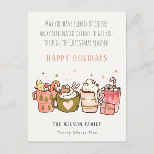Bold Funny Coffee Caffeinated Drinks Christmas Holiday Postcard