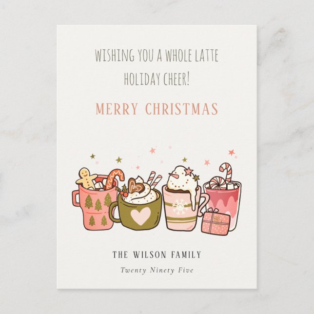 Bold Funny Whole Latte Coffee Cheer Christmas Holiday Postcard (Front)