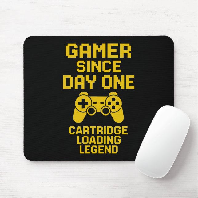 Bold Gamer Dad Design – Yellow Controller Art Mouse Pad (With Mouse)