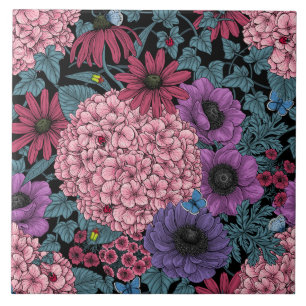 Bold garden florals ceramic tile