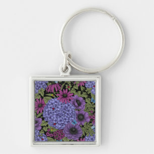 Bold garden florals key ring