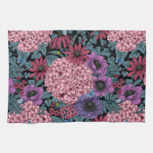 Bold garden florals tea towel
