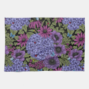 Bold garden florals tea towel