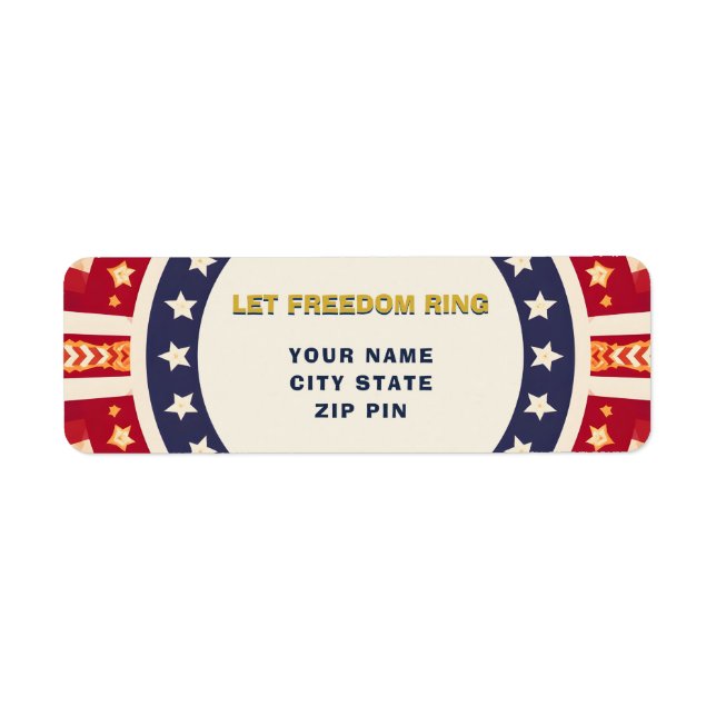 Bold Geometric 4th of July Design Return Address Label (Front)