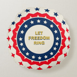 Bold Geometric 4th of July Design Round Cushion