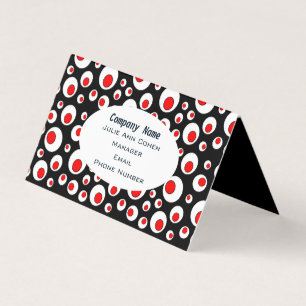 Bold Geometric Abstract Circles Red White on Black Business Card