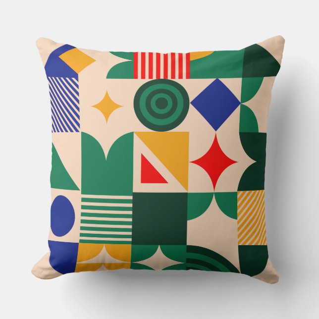 Bold Geometric Abstract Throw Pillow (Front)