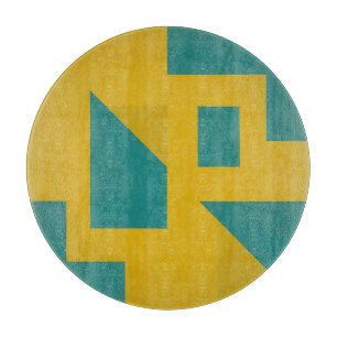 Bold Geometric Abstract Yellow Teal Cutting Board