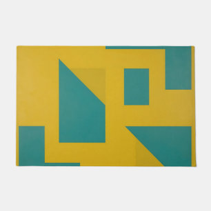 Bold Geometric Abstract Yellow Teal Doormat