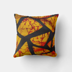 Bold Geometric African Wax Print Fabric - Gold, Re Cushion