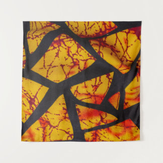 Bold Geometric African Wax Print Fabric - Gold, Re Tapestry