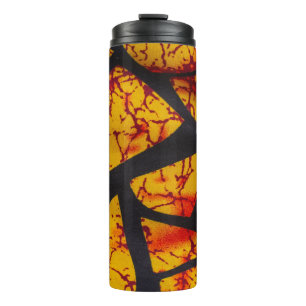Bold Geometric African Wax Print Fabric - Gold, Re Thermal Tumbler