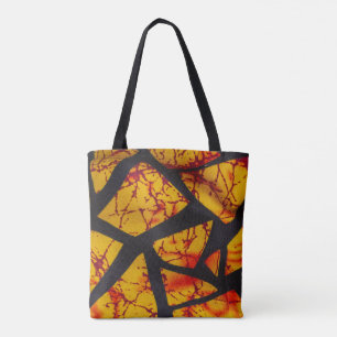 Bold Geometric African Wax Print Fabric - Gold, Re Tote Bag