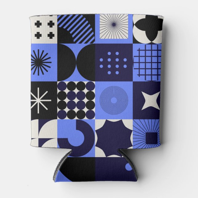 Bold Geometric Bauhaus Retrofuturistic Pattern Can Cooler (Front)