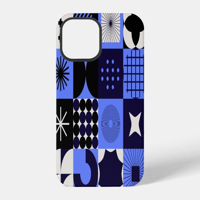 Bold Geometric Bauhaus Retrofuturistic Pattern iPhone Case (Back)