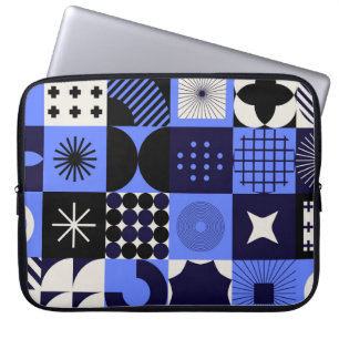 Bold Geometric Bauhaus Retrofuturistic Pattern Laptop Sleeve