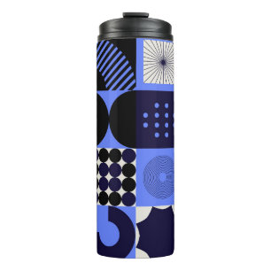 Bold Geometric Bauhaus Retrofuturistic Pattern Thermal Tumbler