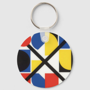 Bold Geometric Bauhaus Suprematist Art Key Ring