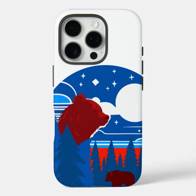 Bold Geometric Bear and Forest Illustration Case-Mate iPhone Case (Back)