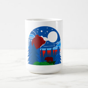 Bold Geometric Bear and Forest Illustration Coffee Mug