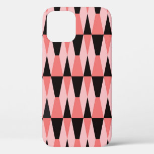 Bold Geometric Black Pink Pattern iPhone 12 Case