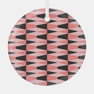 Bold Geometric Black Pink Pattern Glass Tree Decoration