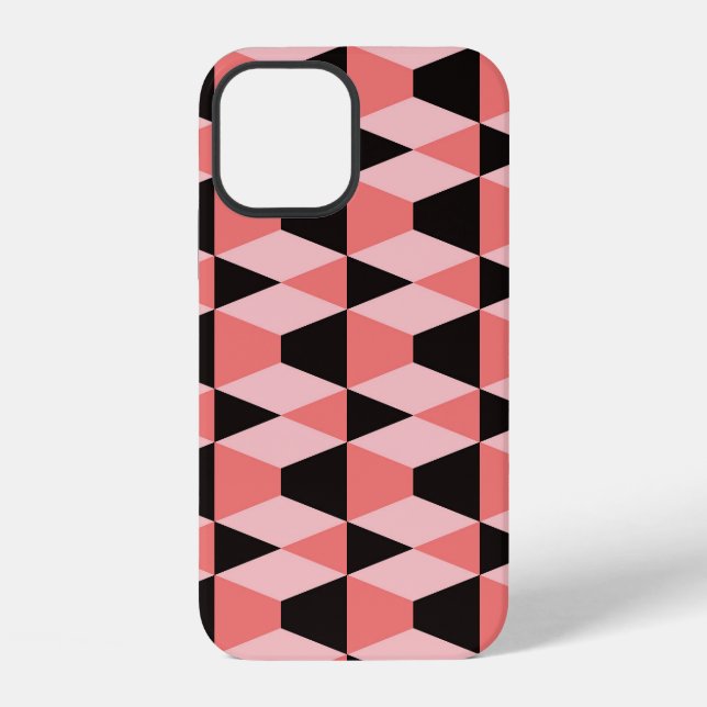 Bold Geometric Black Pink Pattern iPhone Case (Back)