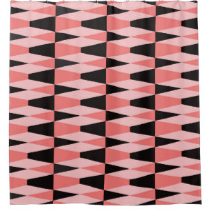 Bold Geometric Black Pink Pattern Shower Curtain