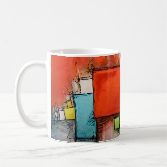 Bold Geometric Blocks Coffee Mug (Left)