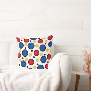 Bold Geometric Circles Red Blue  Cushion