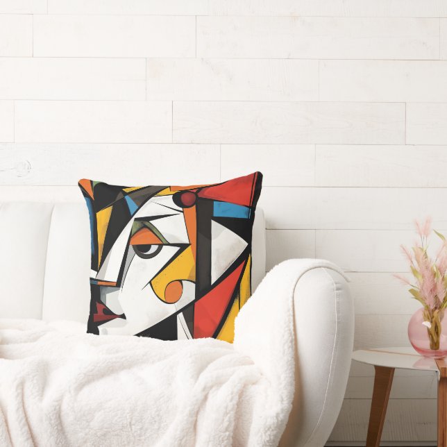 Bold Geometric Cubist Abstract Design Cushion (Couch)