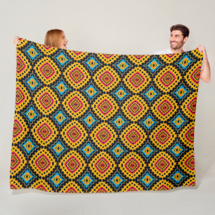 Bold Geometric Diamond Pattern Tribal Influence Fleece Blanket